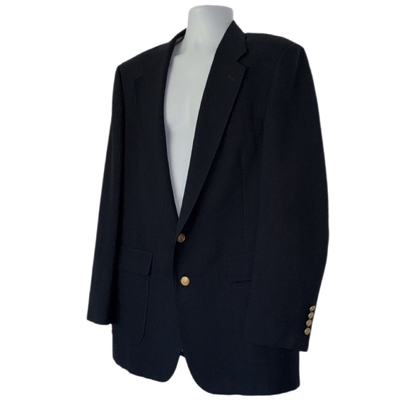 Johnny Bench MVP Collection Men’s Navy Blazer 42L Gold Crest Buttons Sport Coat - Picture 4 of 13